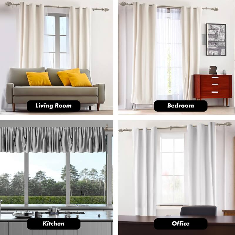 Meriville 1" Diameter Single Curtain Rod Acorn Finials Bed Bath